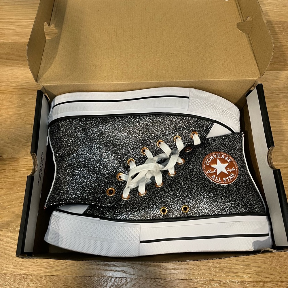 Women's Converse Chuck Taylor Lift High Top Platform Metallic Glitter sz 9 shoes